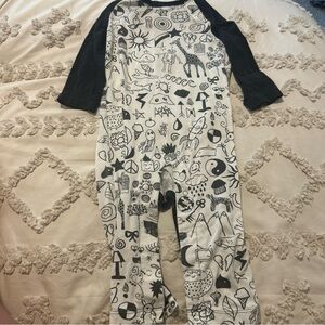 Kickee Pants Black and White Footies with Graphic Design